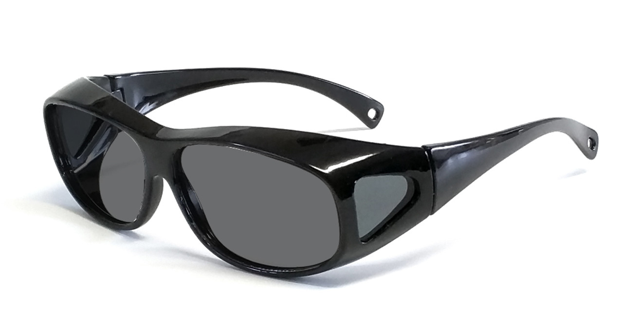 Over Glasses Polarized Sunglasses Black/Gold Mirrored Lenses #2865 (Med) -  EyeNeeds